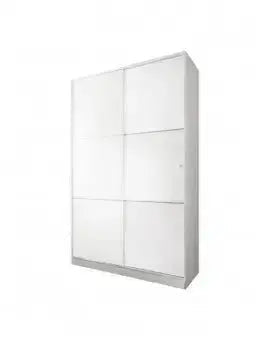 Armadio scorrevole 120x50x200h bianco lucido - 2 ante e 5 ripiani interni