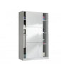 Sliding wardrobe 120x50x200h glossy white - 2 doors and 5 internal shelves