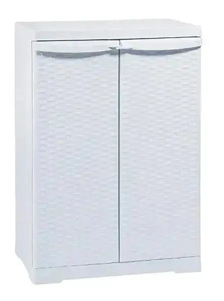 Armadio basso in rattan dimensioni 65x45x91 cm colore bianco