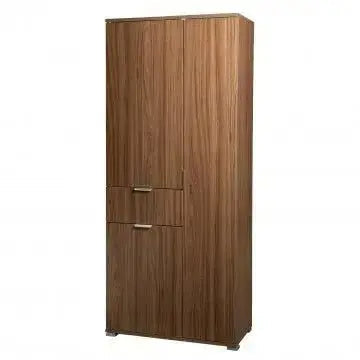 Kleiderschrank mit 3 Türen und 1 Schublade, Nussbaumfarben, 75x38x174 cm