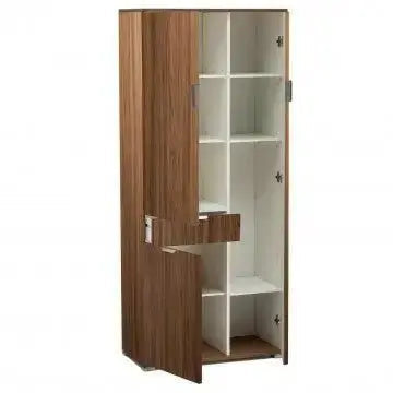 Kleiderschrank mit 3 Türen und 1 Schublade, Nussbaumfarben, 75x38x174 cm