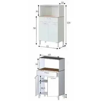 Armadio Cucina a 2 Ante e Cassetto in Bianco Canadian