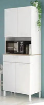 Modern kitchen cabinet in white and oak with 4 doors and 1 drawer