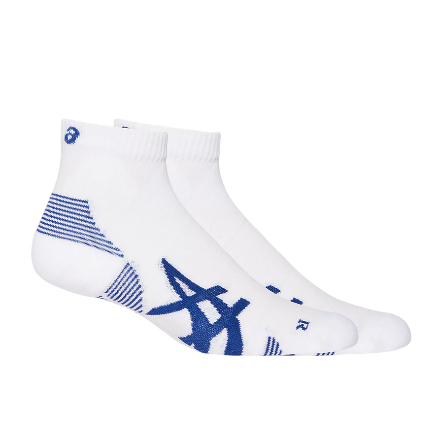 Asics Calza da corsa ammortizzante unisex 3013A800-100 bianco-blu. Confezione da 2 paia