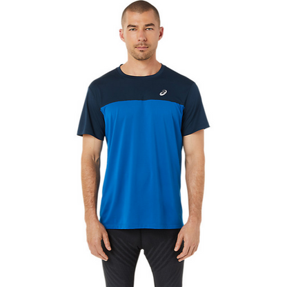 Asics maglietta manica corta da uomo in tessuto tecnico Race Top 2011C239.400 blu-azzurro