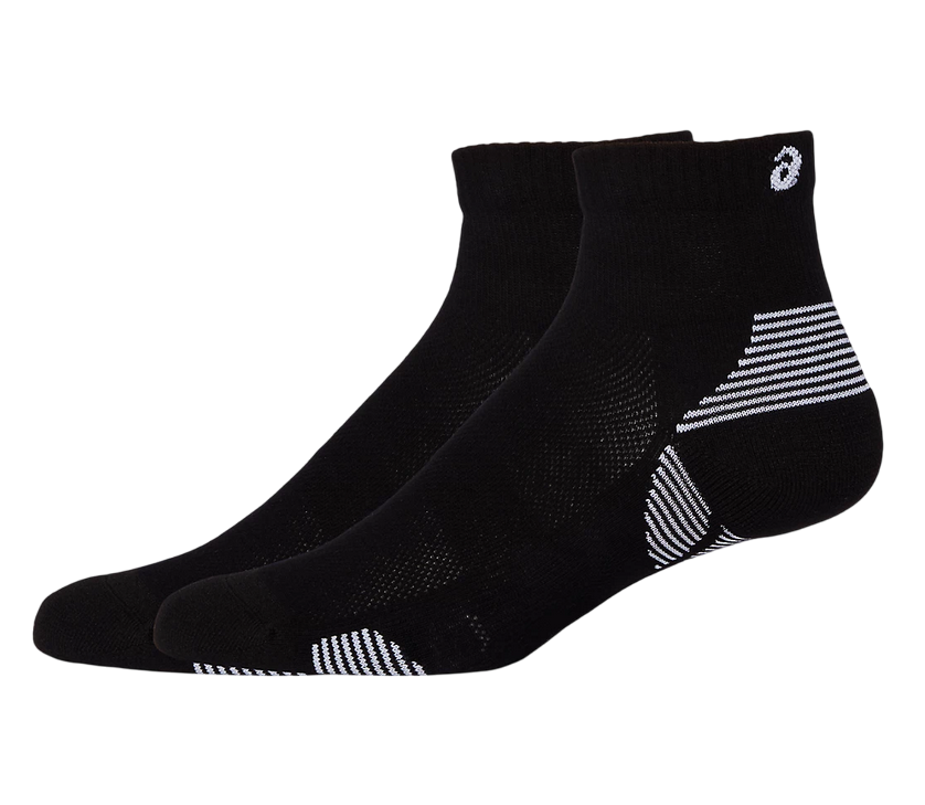 Asics calza da corsa ammortizzante be traspirante Cushion Run 3013A800-002 nero. Confezione da 2 paia