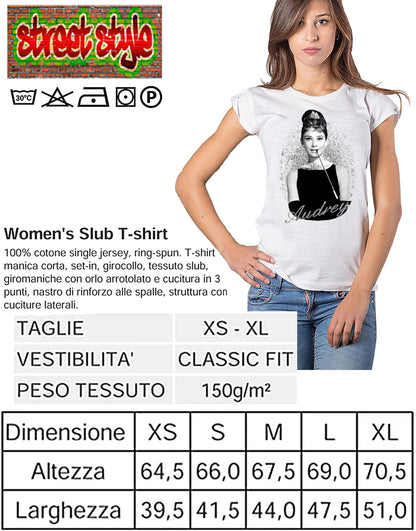 T-shirt Audrey Hepburn Donna - Cotone 100% Bio