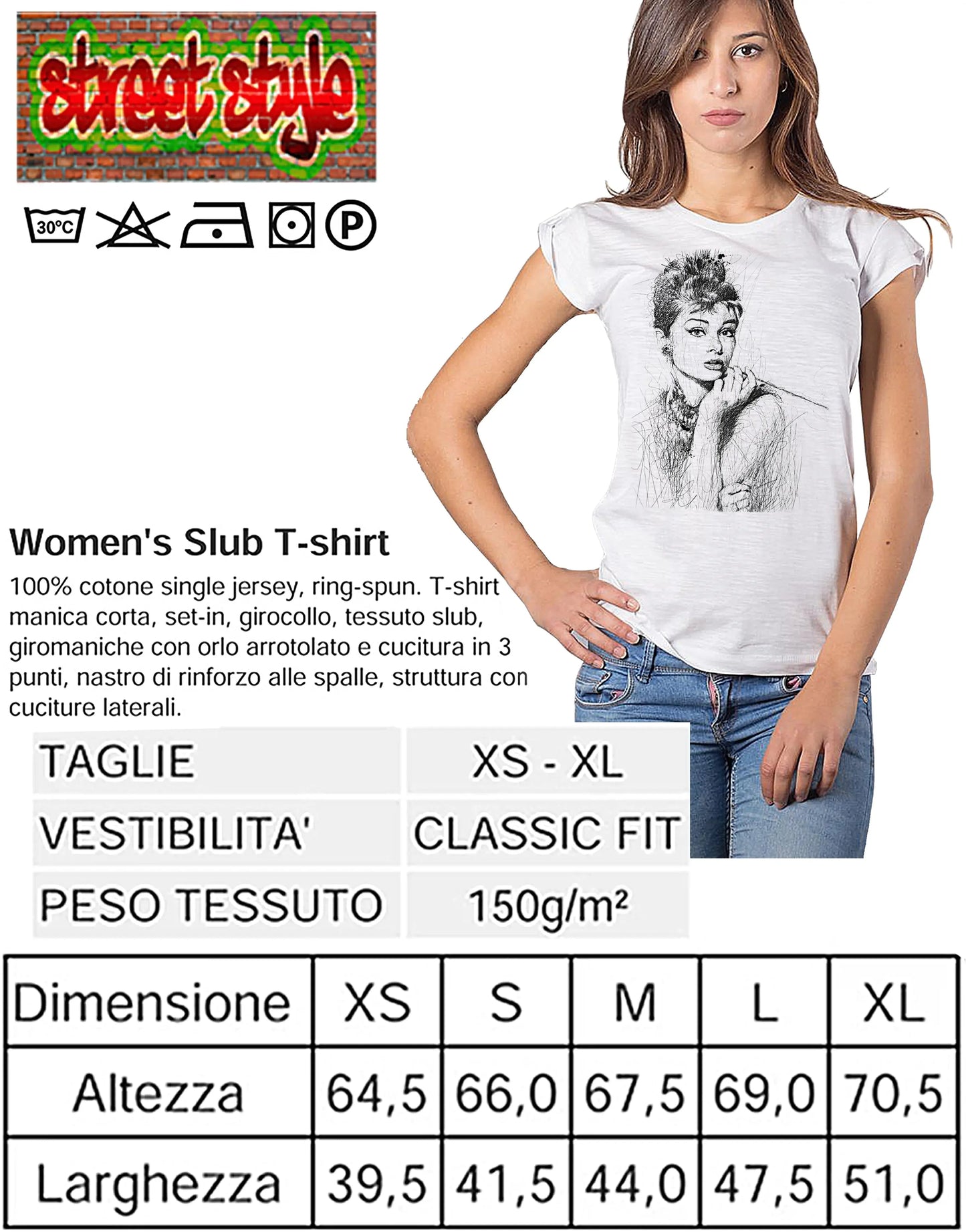 T-shirt Audrey Hepburn Stilizzata — STREET STYLE