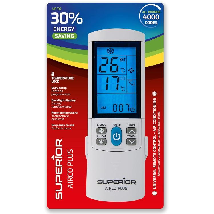 Superior Universal-Fernbedienung für Klimaanlagen Airco Plus beleuchtetes Display