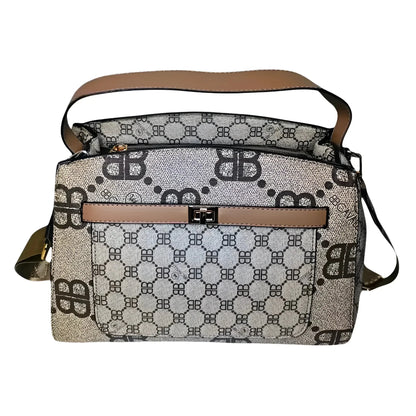 B.Cavalli Borsa a Tracolla in Tela Rivestita e Ecopelle con Motivo Monogramma