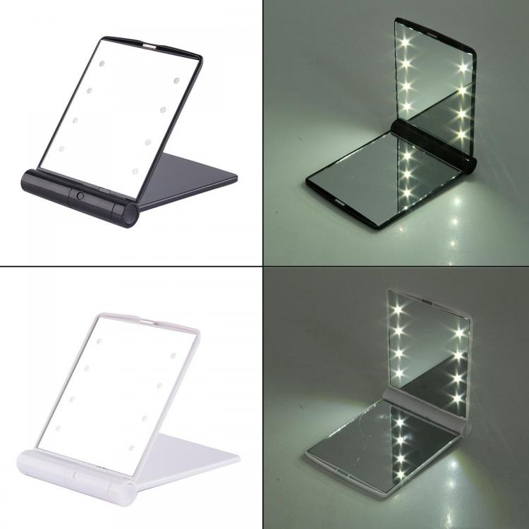 Mini LED-Kosmetikspiegel, tragbar, beleuchtet, drehbar, faltbar