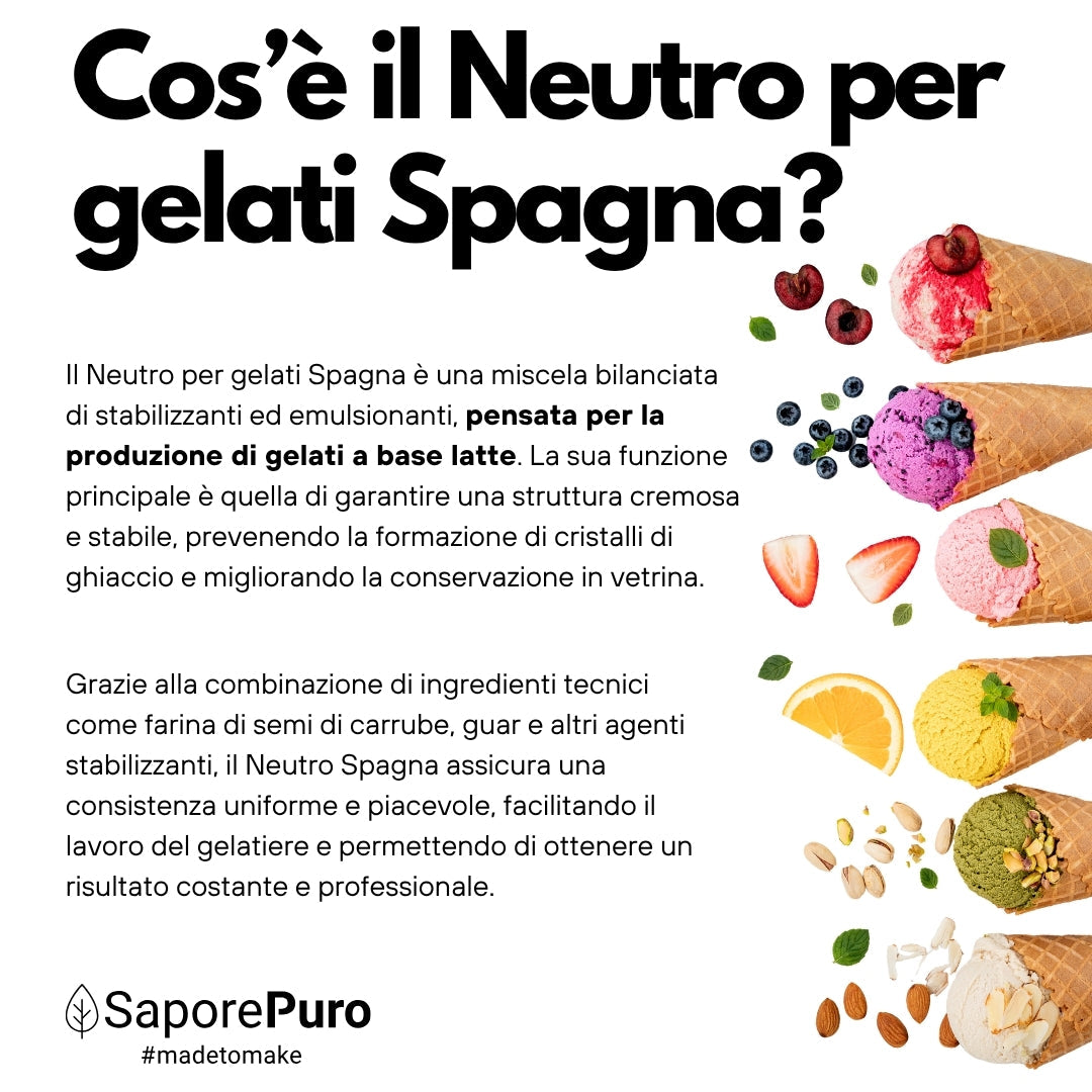 Neutro per Gelati Spagna - Il Segreto per un Gelato Cremoso e di Alta Qualità - Stabilizzante per Gelato