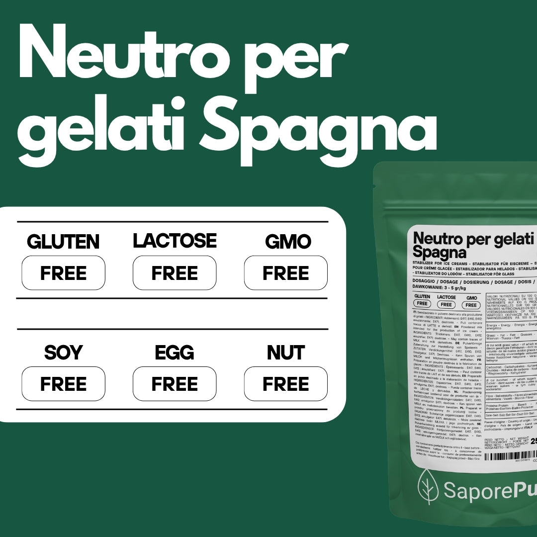 Neutro per Gelati Spagna - Il Segreto per un Gelato Cremoso e di Alta Qualità - Stabilizzante per Gelato
