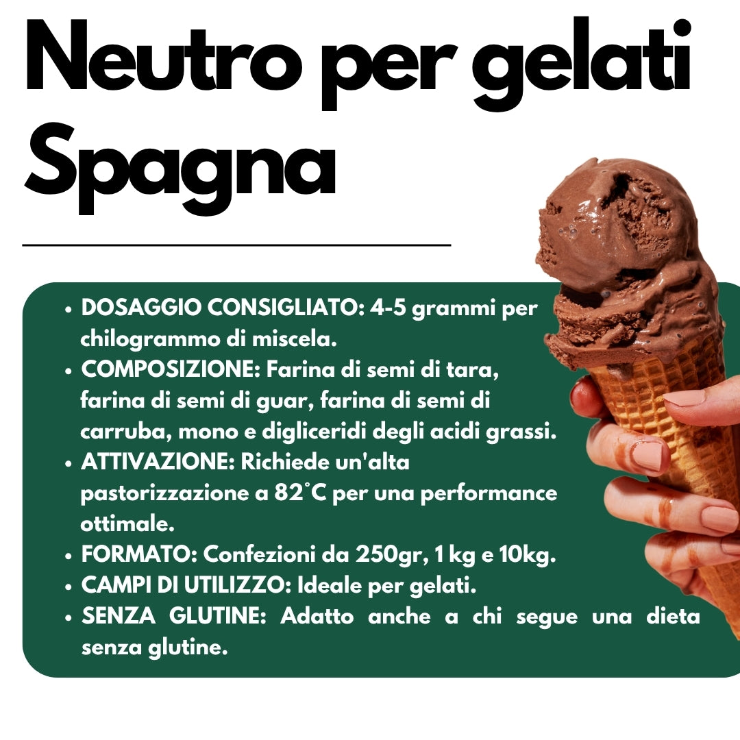 Neutro per Gelati Spagna - Il Segreto per un Gelato Cremoso e di Alta Qualità - Stabilizzante per Gelato