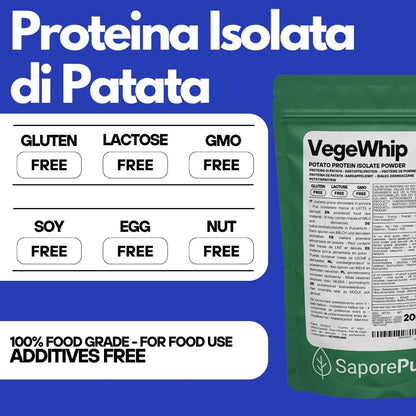 Proteine Isolate di Patata - Albume Vegano - VegeWhip - Per realizzare prodotti Vegan