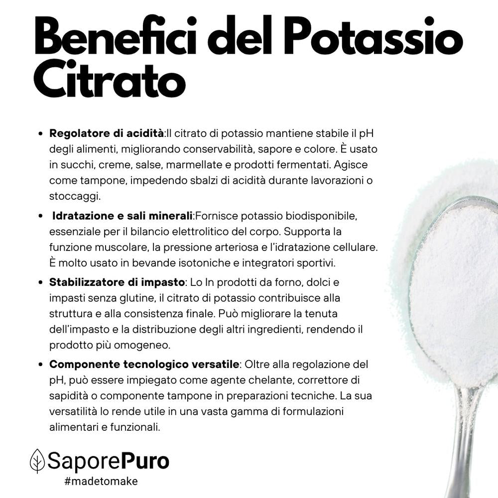 Potassio Citrato - Citrato di Potassio - Origine GERMANIA - Sostituto del Sale