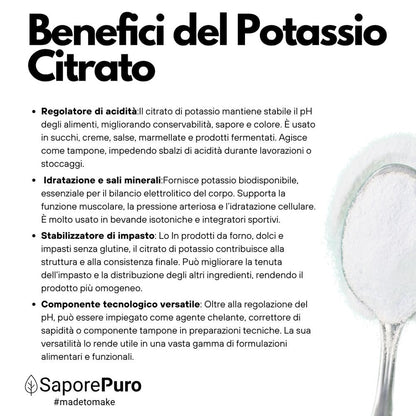 Potassio Citrato - Citrato di Potassio - Origine GERMANIA - Sostituto del Sale