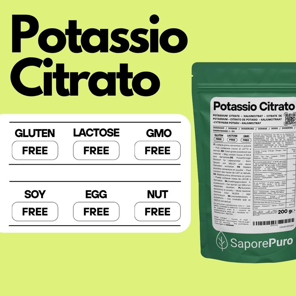 Potassio Citrato - Citrato di Potassio - Origine GERMANIA - Sostituto del Sale