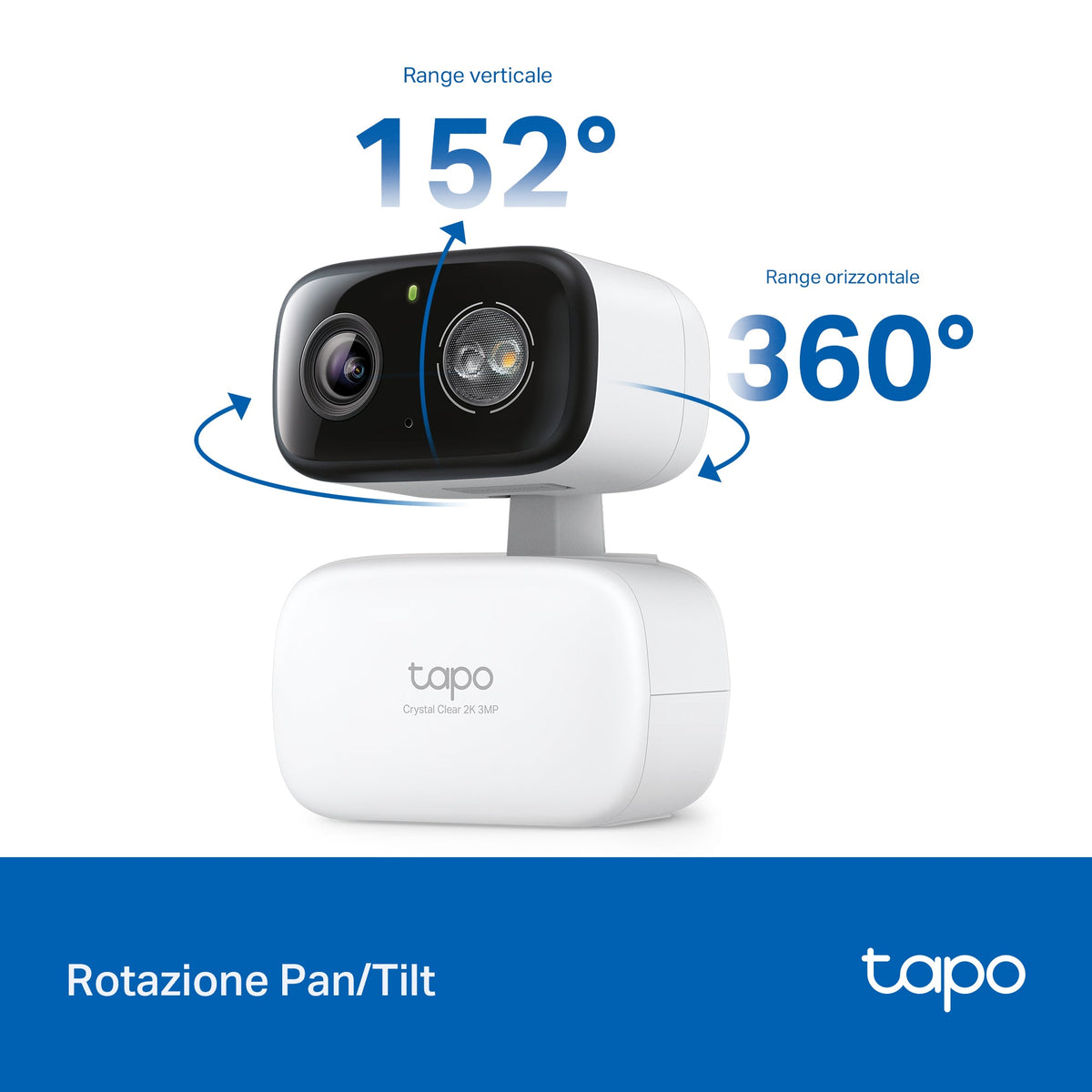 Tapo C216 Telecamera WiFi Interno/Esterno 2K 3MP, Visione a Colori, 360° PTZ