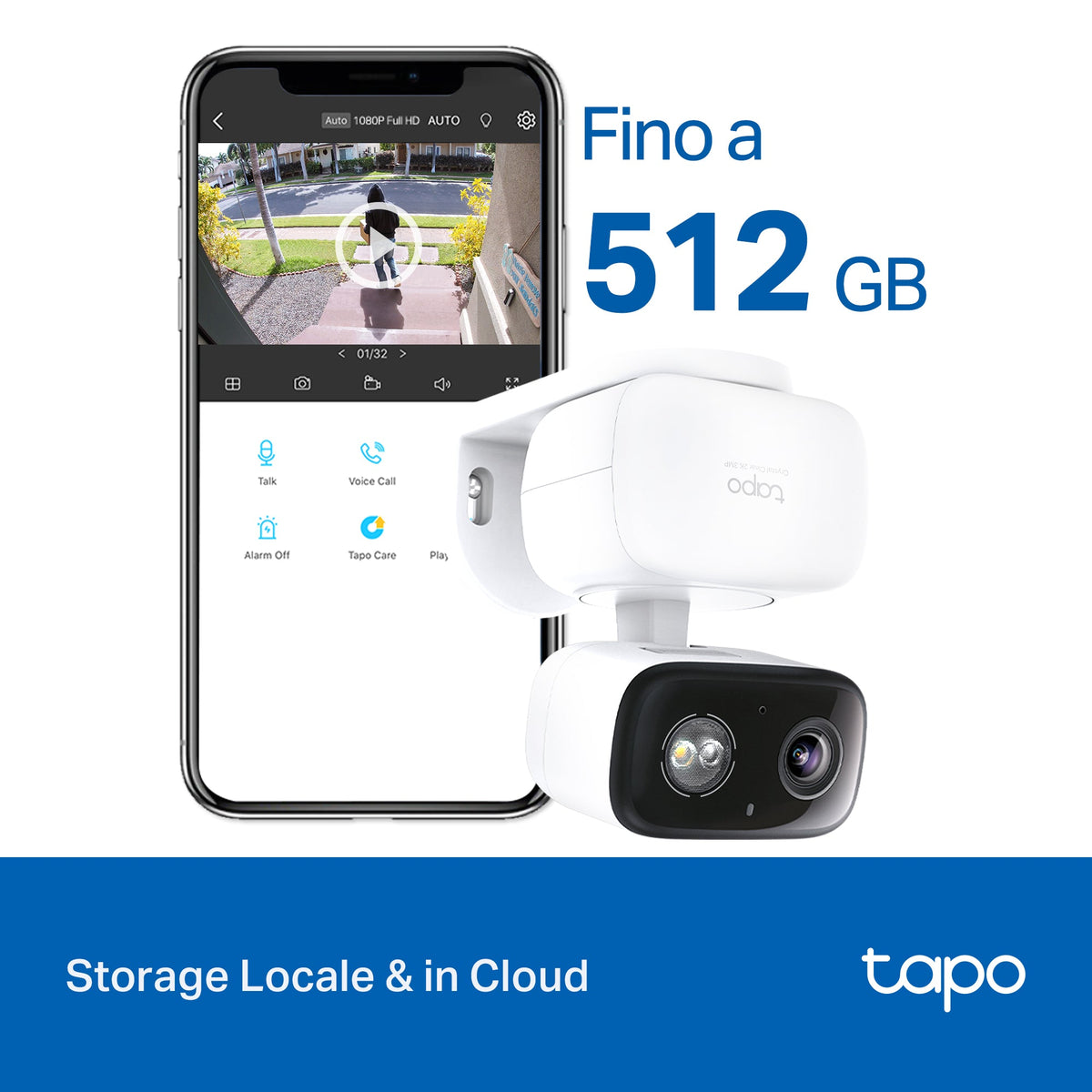 Tapo C216 Telecamera WiFi Interno/Esterno 2K 3MP, Visione a Colori, 360° PTZ