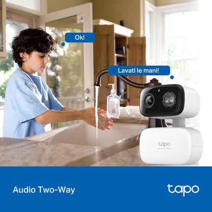 Tapo C216 Telecamera WiFi Interno/Esterno 2K 3MP, Visione a Colori, 360° PTZ