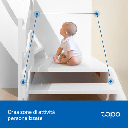 Tapo C206 Telecamera WiFi Interno/Esterno FHD, Visione a Colori, 360° PTZ