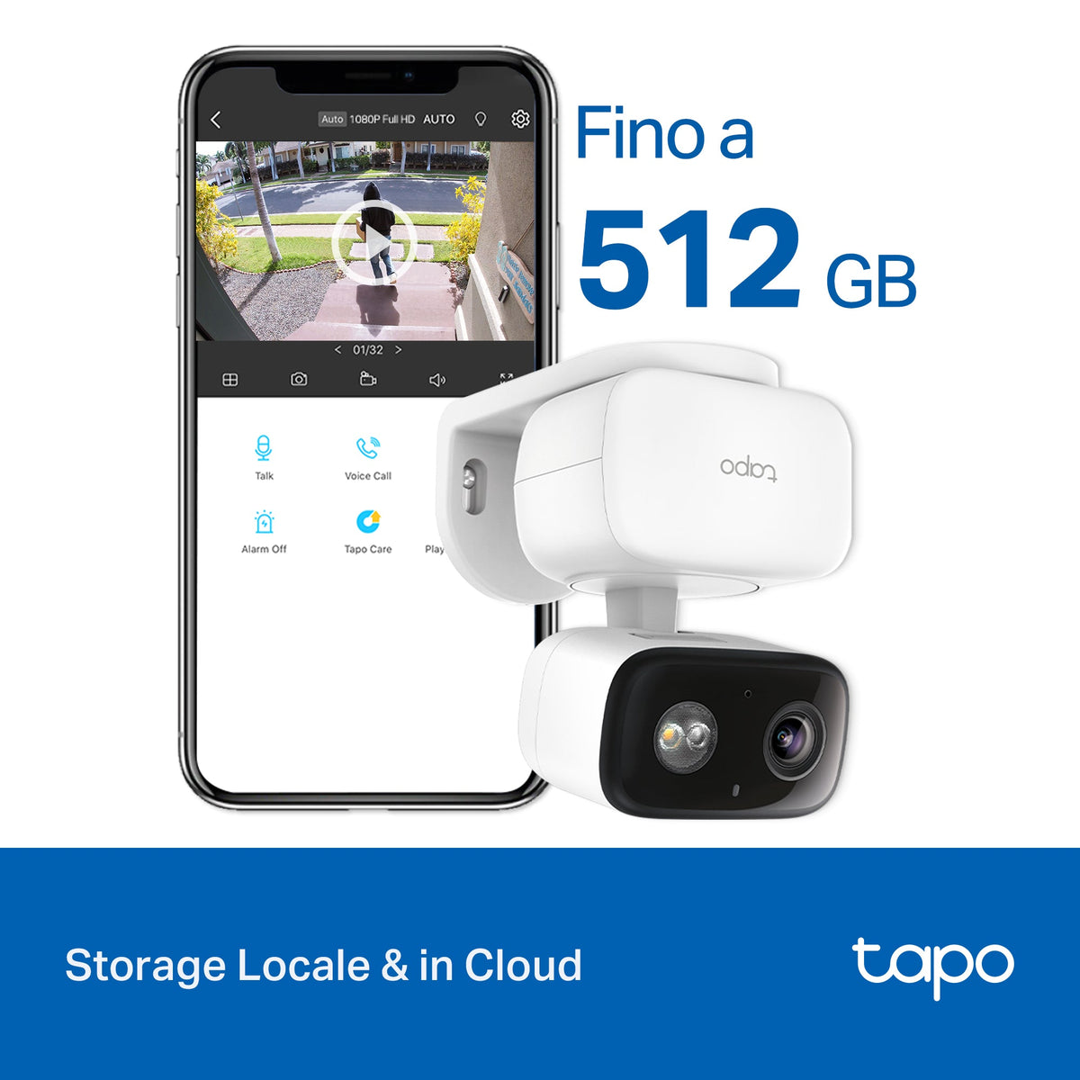 Tapo C206 Telecamera WiFi Interno/Esterno FHD, Visione a Colori, 360° PTZ