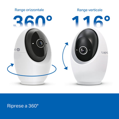 Tapo C260 Telecamera Wi-Fi Interno 4K 8MP, 360° Visuale, Riconoscimento Facciale