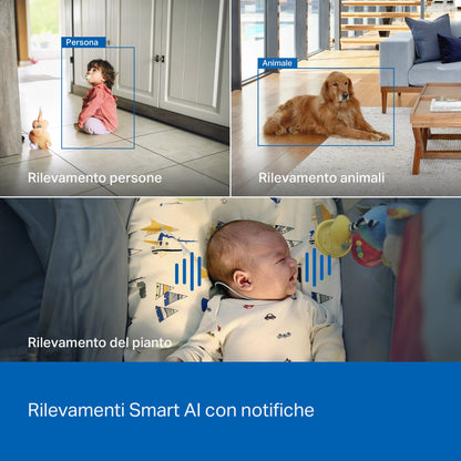 Tapo C260 Telecamera Wi-Fi Interno 4K 8MP, 360° Visuale, Riconoscimento Facciale
