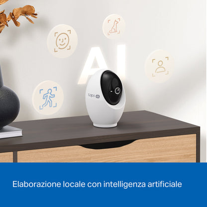 Tapo C260 Telecamera Wi-Fi Interno 4K 8MP, 360° Visuale, Riconoscimento Facciale