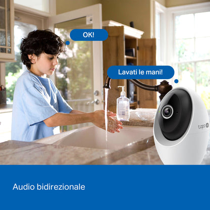 Tapo C260 Telecamera Wi-Fi Interno 4K 8MP, 360° Visuale, Riconoscimento Facciale