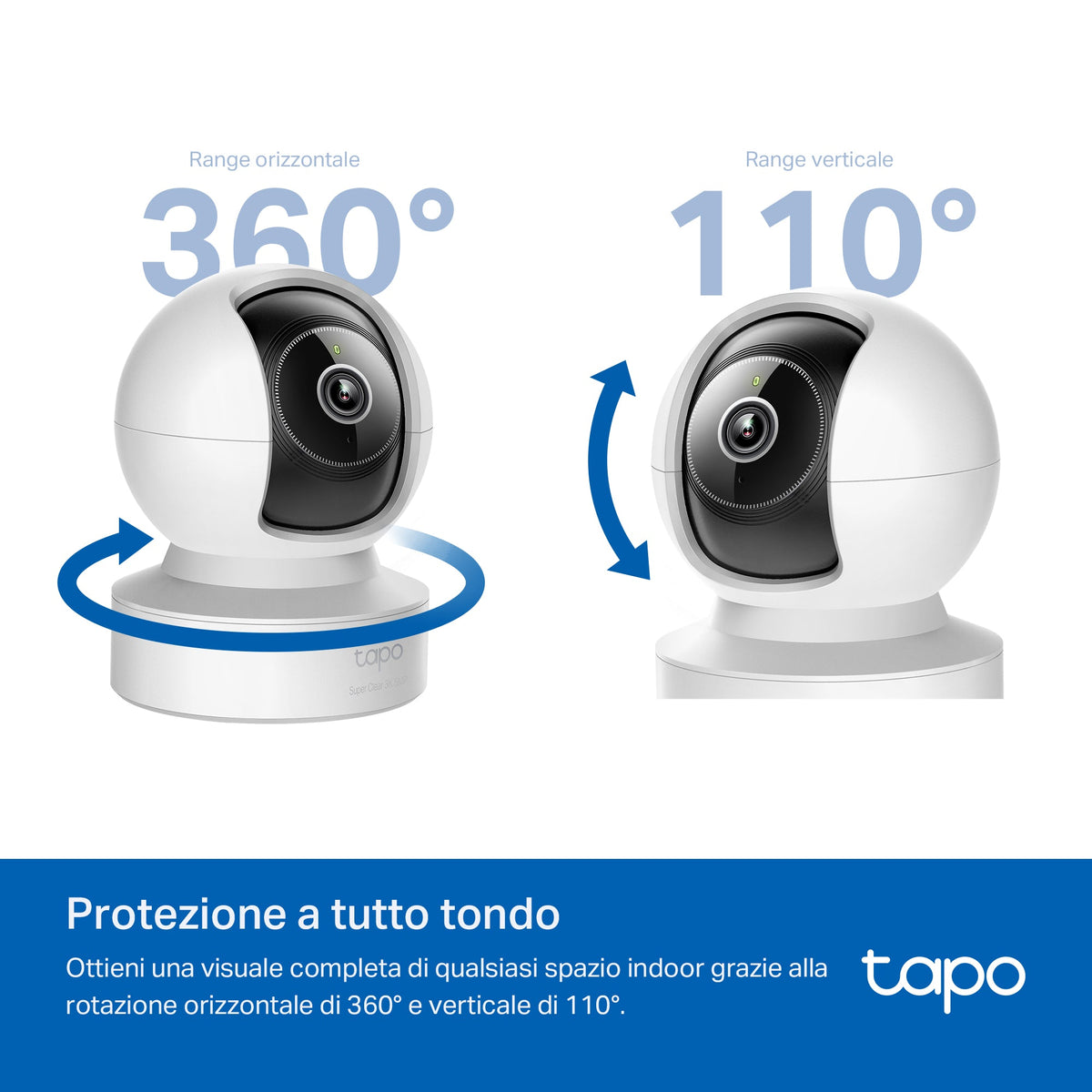 Tapo C232 Telecamera Wi-Fi Interno 3K 5MP, 360° Visuale, Porta Ethernet