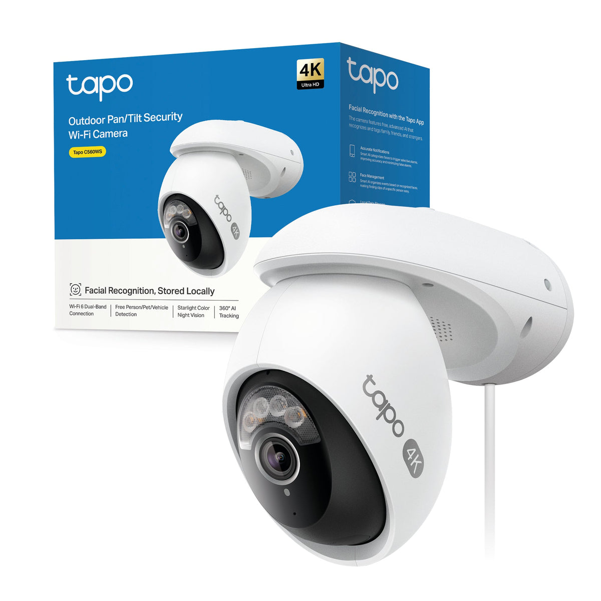 Tapo C560WS Telecamera WiFi Esterno 4K 8MP, Starlight, 360° PTZ, Starlight