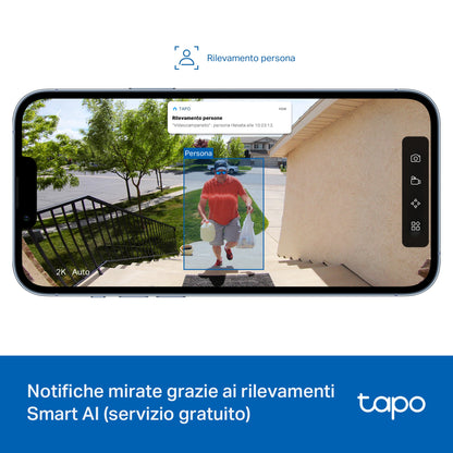 Tapo D205 Video Campanello 2K 3MP, Visione Notturna, Batteria 5200mAh