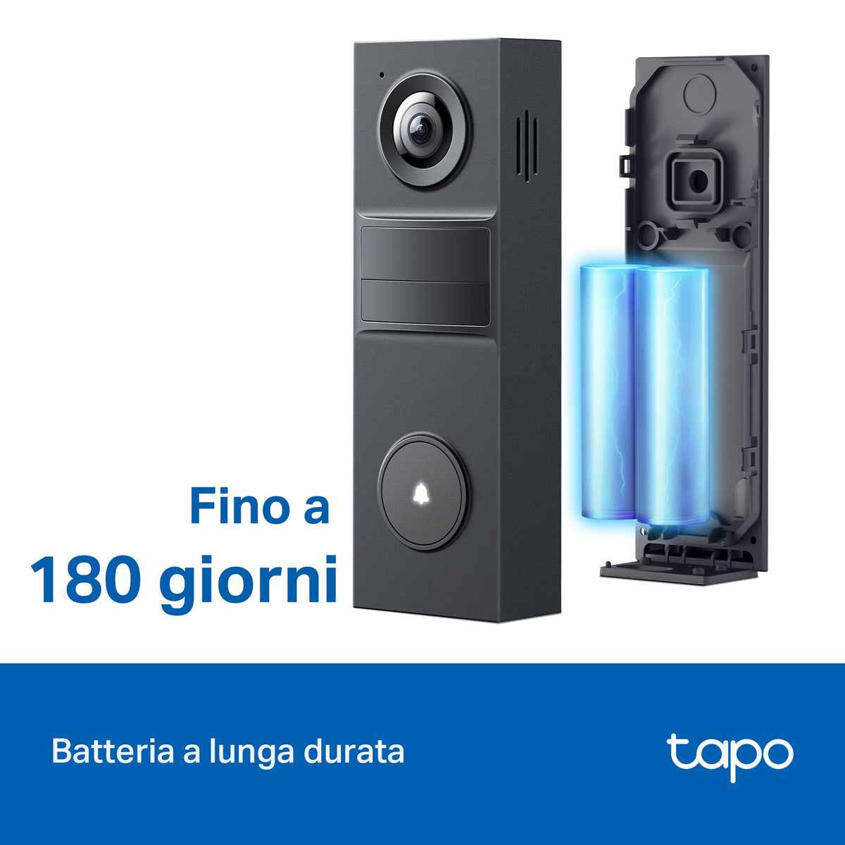 Tapo D205 Video Campanello 2K 3MP, Visione Notturna, Batteria 5200mAh