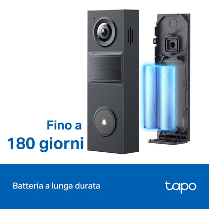 Tapo D205 Video Campanello 2K 3MP, Visione Notturna, Batteria 5200mAh