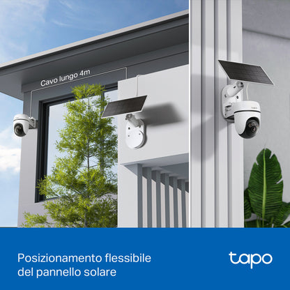 Tapo C610 KIT Telecamera WiFi Esterno 2K 3MP Senza Fili con Pannello Solare, 360° PTZ