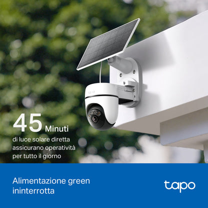 Tapo C610 KIT Telecamera WiFi Esterno 2K 3MP Senza Fili con Pannello Solare, 360° PTZ