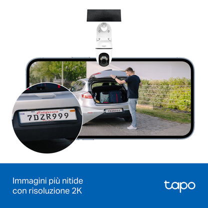 Tapo C610 KIT Telecamera WiFi Esterno 2K 3MP Senza Fili con Pannello Solare, 360° PTZ