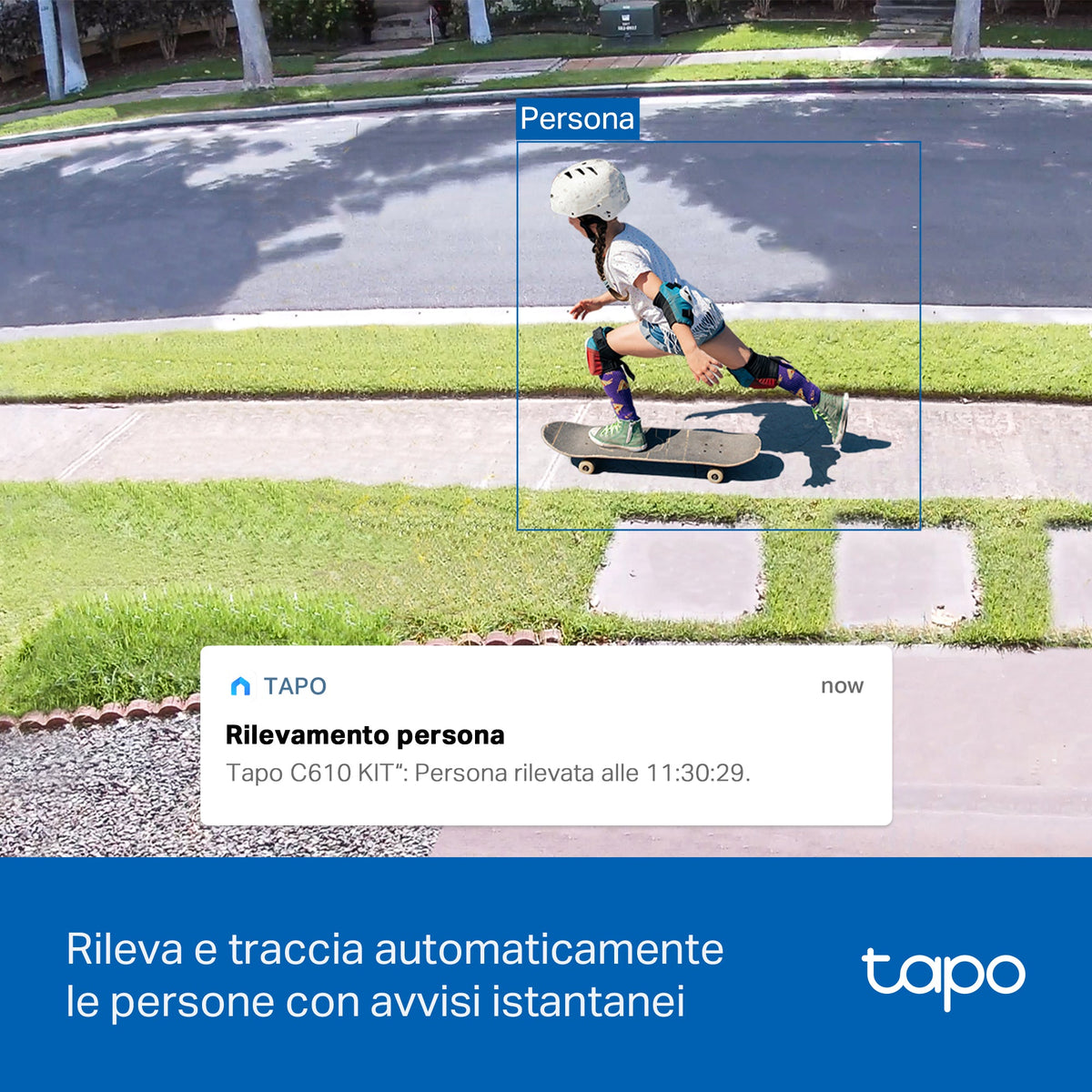 Tapo C610 KIT Telecamera WiFi Esterno 2K 3MP Senza Fili con Pannello Solare, 360° PTZ