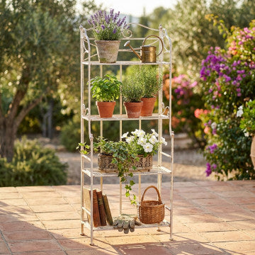 Étagère metallo 4 piani verniciato polvere bianco antico 61x32x156h