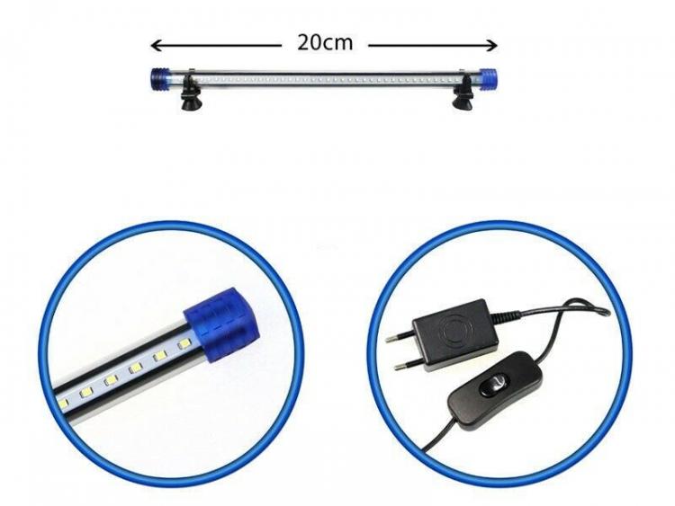 Barra Led Lampada Neon Per Acquario Impermeabile Immersione Luce ROSA 20CM