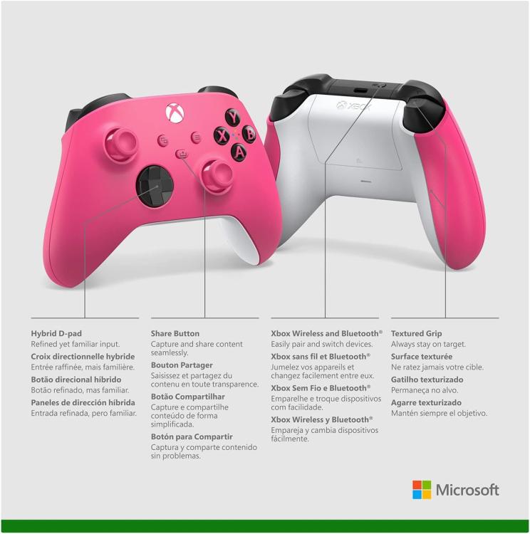Controller Microsoft Xbox Serie X/S Deep Pink Pad Wireless One Rosa