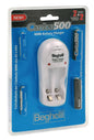 Compact Rechargeable Battery Charger Carica500 - Includes 2 AA 1500mAh Batteries + 2 AAA 800mAh Batteries