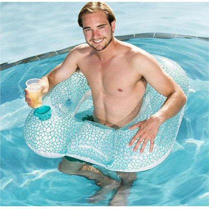 BESTWAY AUFBLASBARER SESSEL SCHWIMMBAD MATRATZE MEER GETRÄNKEHALTER UND RÜCKENLEHNE