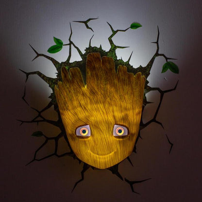 Marvel Lampada Muro Decorazione Baby Groot 3D Deco Light Applique Led + Sticker