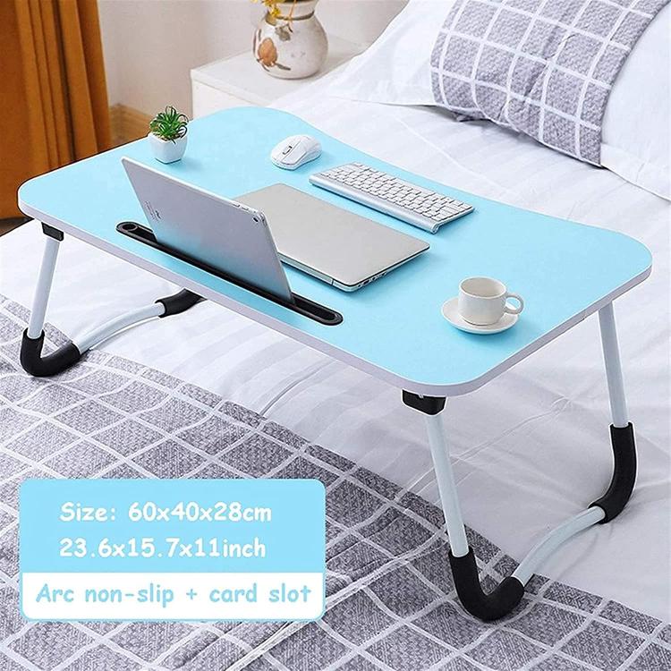 Klappbarer Beistelltisch Bett Tablett Frühstück Arbeitszimmer Tablet PC Notebook Holz Blau
