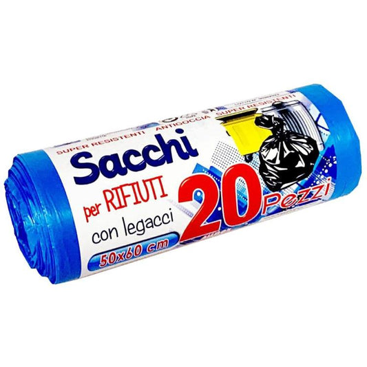 200 BUSTE SACCHI SACCHETTI RIFIUTI SPAZZATURA RACCOLTA DIFFERENZIATA 50X60cm BLU