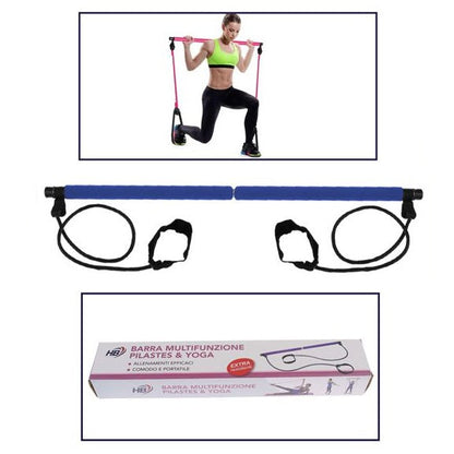 ATTREZZO ELASTICO LONG BARRA RESISTENZA CORDA ESERCIZI BRACCIA PILATES YOGA BLU