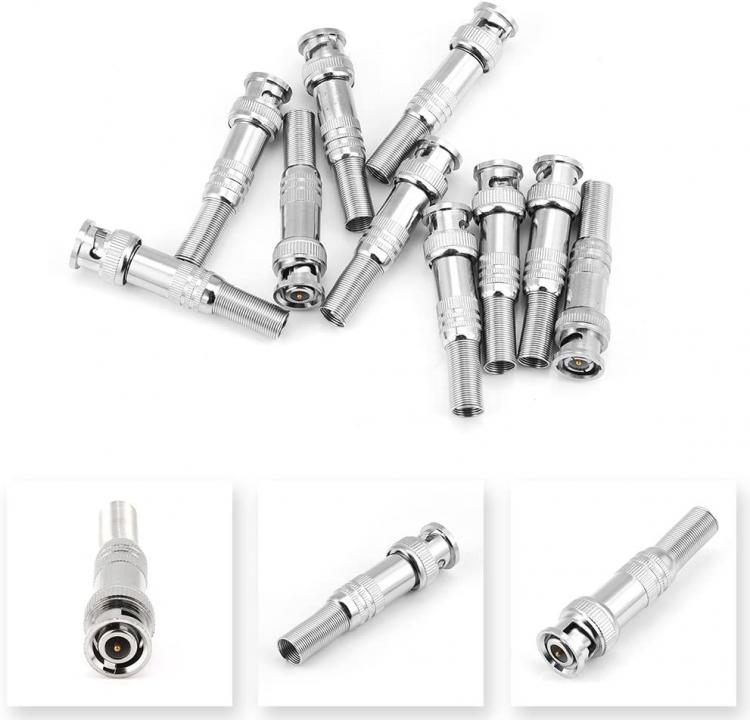 5 St. BNC-Schraubstecker, männlich, Metall, für RG59-Kabel, Überwachungskameras, DVR